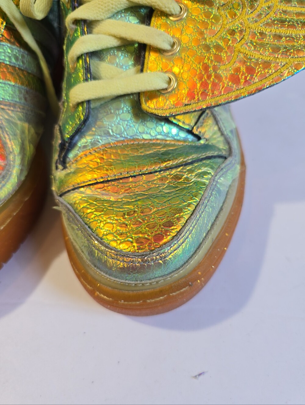 Adidas X Jeremy Scott Gold Foil Winged High-Top Sneakers Mens Size 8 - Picture 5 of 13